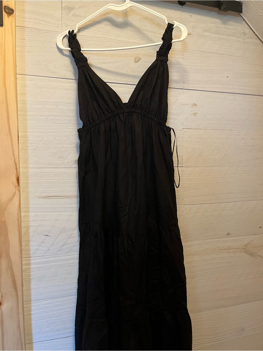 Love Tree Black Maxi Sundress with Smocked Bodice